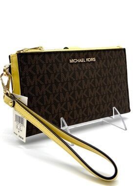 Michael Kors Large Jet Set Travel Logo Double Zip Wallet Buttercup